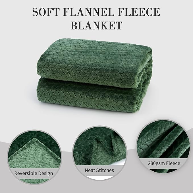 inhand Fleece Blanket for Bed, Super Soft Flannel Cozy King Bed Blanket for Adults, Washable Lightweight Fuzzy Bed Blanket for Office Sofa, Warm Plush Blankets for All Season (90"×108", Green)