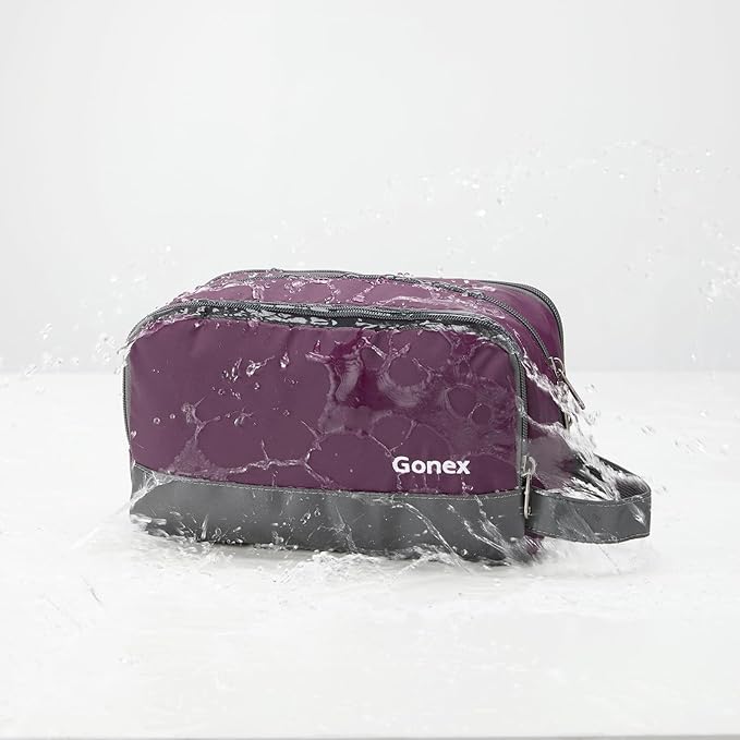 Gonex Travel Toiletry Bag Nylon, Toiletries Kit Shaving Bag Toiletry Organizer Burgundy