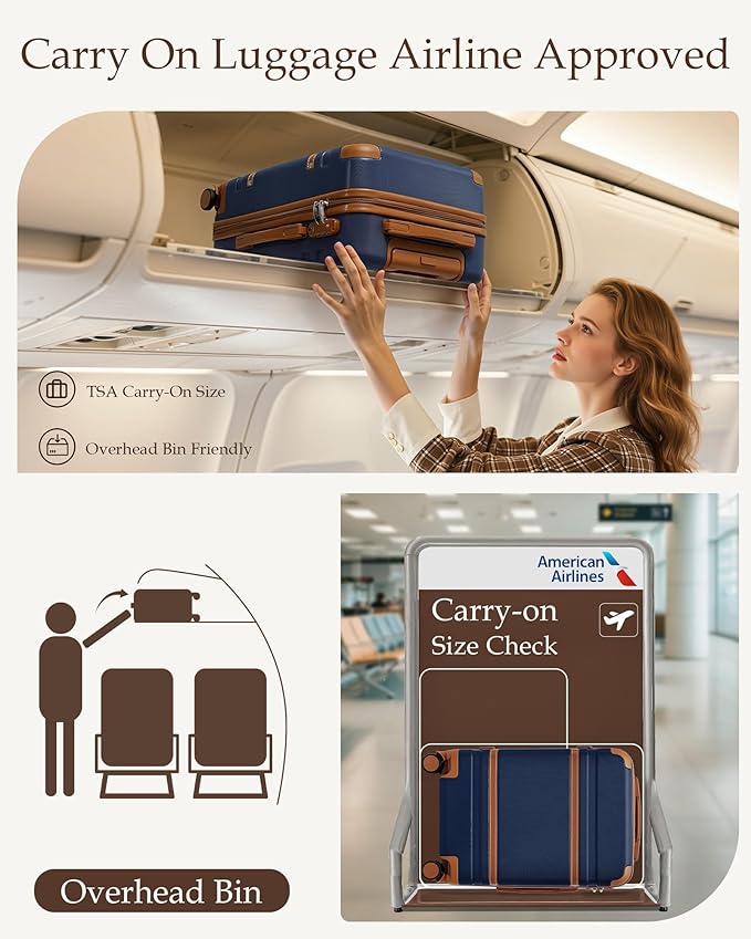 LONG VACATION Carry On Luggage Set 3 Piece, 20 Inch ABS+PC Hardshell Carry on Suitcase with Spinner Wheels TSA Lock & YKK Zipper