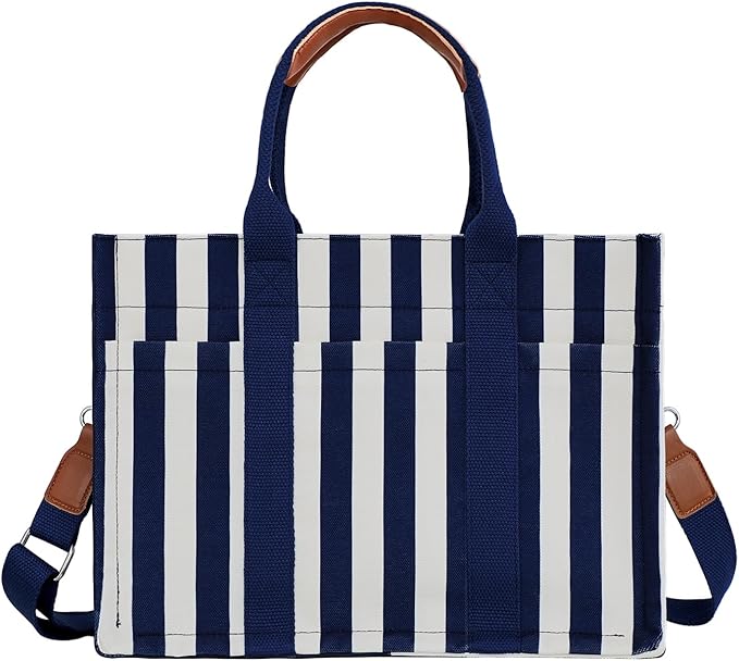 FIORETTO Canvas Tote Bag for Women with Zipper Closure & Individual Compartments for Work College for Teacher & Nurse