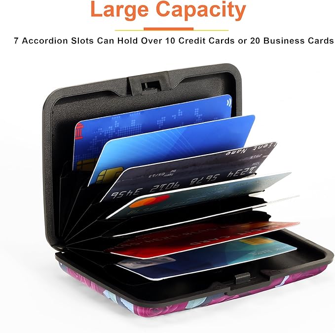 Mayski Credit Card Holder, RFID Blocking, Aluminum Alloy Hard Case, Small Mini Business Metal Wallet for Women Men, Rose