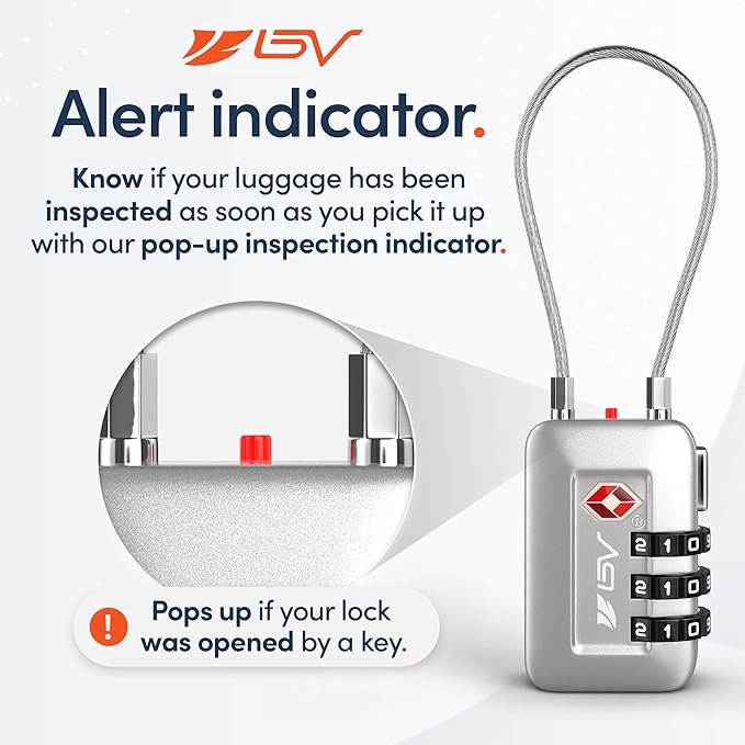 TSA Accepted Luggage Travel Lock, Set-Your-Own Combination Lock for School Gym Locker, Luggage Suitcase Baggage Locks, Filing Cabinets, Toolbox, Case (Silver, 2 Pack)