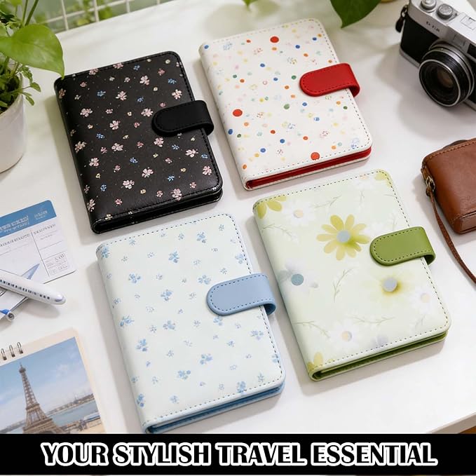 Melsbrinna Rfid Passport Holder for Travel women/Men, Cute Passport Wallet Rfid Blocking Card Slots, Rfid Passport Cover/CaseTravel Wallet, Passport Book Holder (1, floral black a)