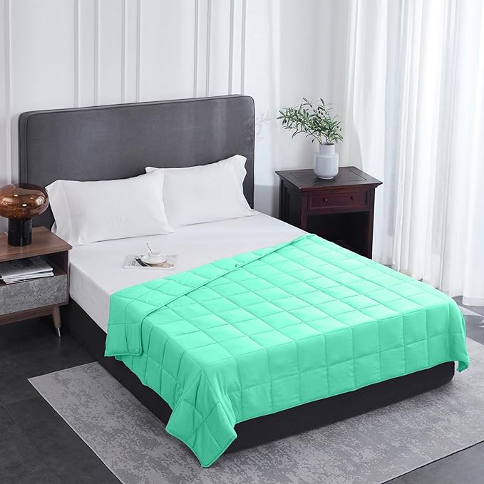 L'AGRATY Weighted Blanket - 60"x80" 15lbs Cooling Breathable Heavy Blanket Microfiber Material with Glass Beads for Adult All-Season Summer Fall Winter Soft Thick Comfort