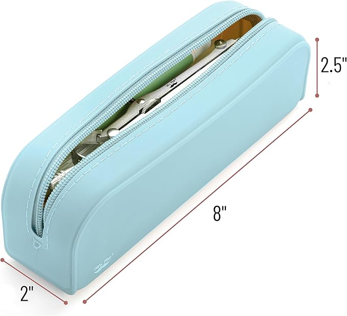 Mr. Pen- Silicone Pencil Case, Light Blue Pencil Pouch Aesthetic, Pencil Bag, Makeup Pouch