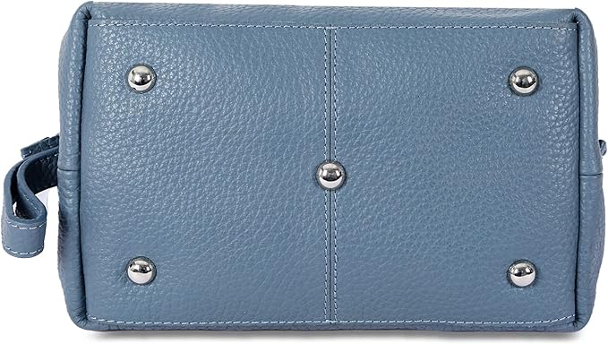 KomalC Premium Buffalo Leather Toiletry Bag for Men & Women With Water resistant Lining, Grooming Travel Pouch, Unisex Wash Bag for Toiletries, Gifts for Men and Women