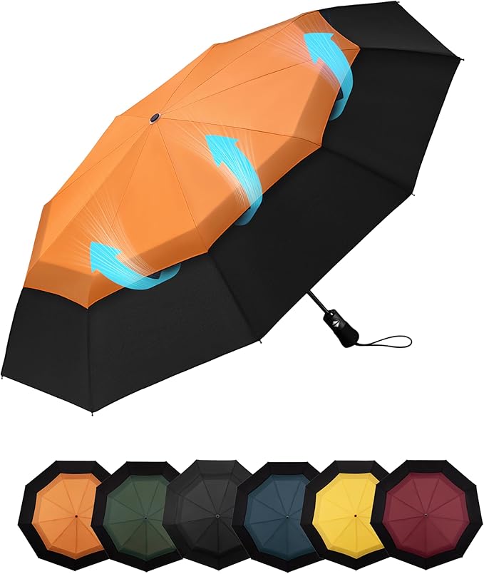 Travel Compact Umbrella Windproof - Portable Automatic for Rain, Folding Umbrella for Men and Women, Portable 210T Fabric