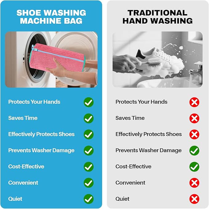 Shoe Washing Machine Bag: Shoe Washing Bag Keeps Clean - Reusable Laundry Shoe Bag for Sneaker Tennis Shoes Unstain Cleaner Kit(Pink 2 Pcs)