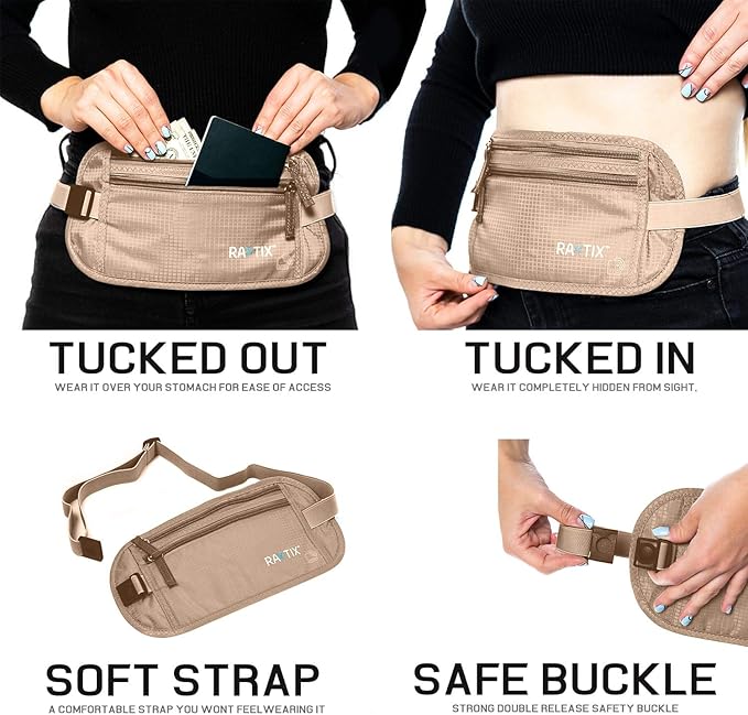 Money Belt For Travel Wallet Belt Passport Holder Travel Pouch to Protect You With RFID Transmissions –Secure, Hidden