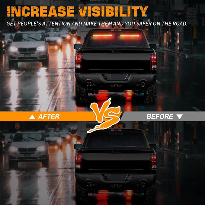 2X 17.7 inch Traffic Advisor Light Bar 144 LED Emergency Lights | Amber Red Warning Safety Caution Hazard Interior Front/Rear Window Strobe Lights for Tow/Plow Trucks Construction Vehicles