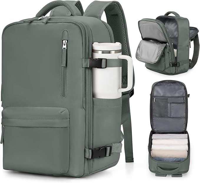 VGCUB Carry on Travel Backpack for Women Men Large Laptop Gym Work Frontier Airlines Personal Item Bag Business Airport Lightweight Backpack Flight Approved Mochilas de Viaje Green