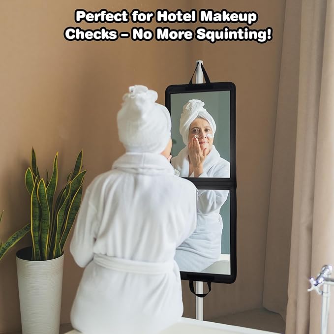 LPHUMEX Foldable Full Length Dance Mirror – 33” Portable Shatterproof Hanging Mirror, Folding Full Length Travel Mirror for Dancing, Camping, RV