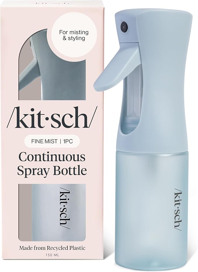 Kitsch Continuous Spray Bottle for Hair – Fine Mist Water Mister & Water Spray Bottle – Recycled Hair Spray Bottle – Spray Bottles for Cleaning, Styling, Plants & More – Haze Blue, 150ml