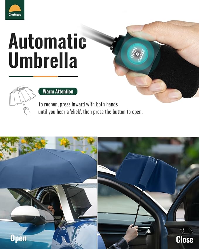 Travel Compact Umbrella Windproof - Portable Automatic for Rain, Folding Umbrella for Men and Women, Portable 210T Fabric
