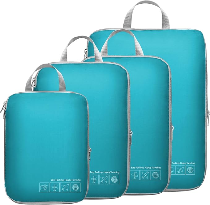 Cambond Compression Packing Cubes for Travel - Lightweight Expandable Travel Bags Luggage Organizers Travel Essentials Compression Cubes for Travel Space Saver for Carry on Suitcases Organizer