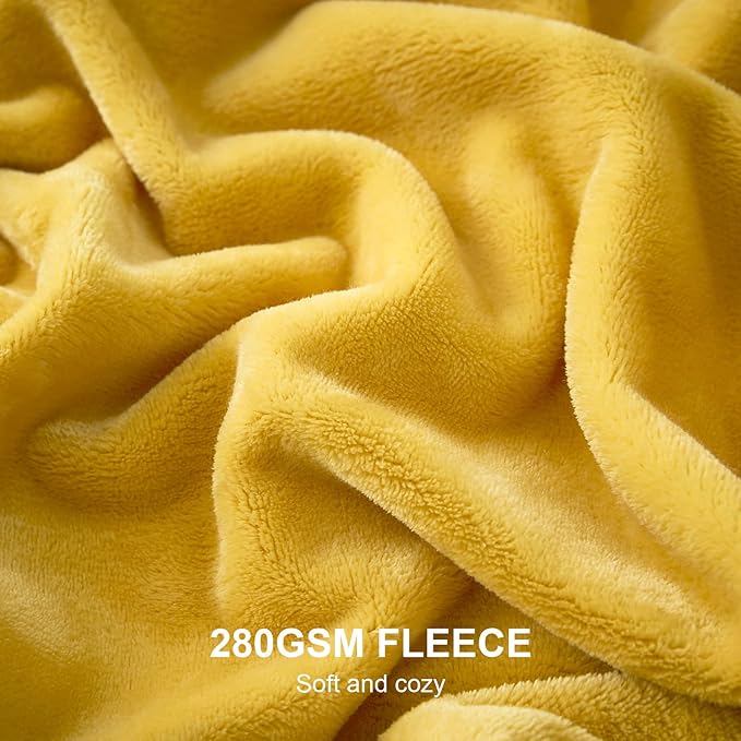 Hansleep Fleece Yellow Twin Blanket, Super Soft Flannel Fuzzy Plush Cozy Blanket for All Seasons, Yellow, Twin 60x80 Inches