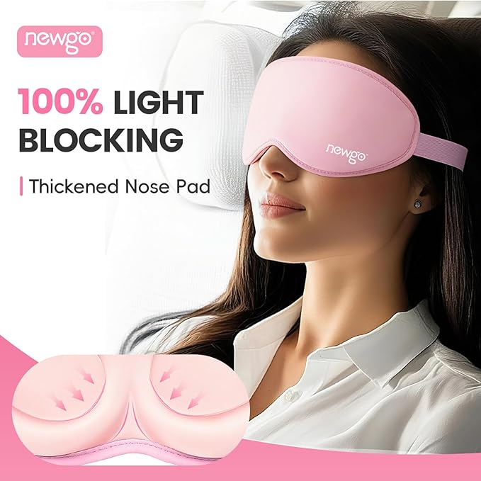 NEWGO Cooling Gel Eye Mask 3D Soft Cold Eye Mask, Eye Ice Pack with Zero Eye Pressure Hot Cold Therapy Blackout Sleep Mask for Puffiness, Dark Circles, Dry Eyes, Headaches and Stress Relief - Pink