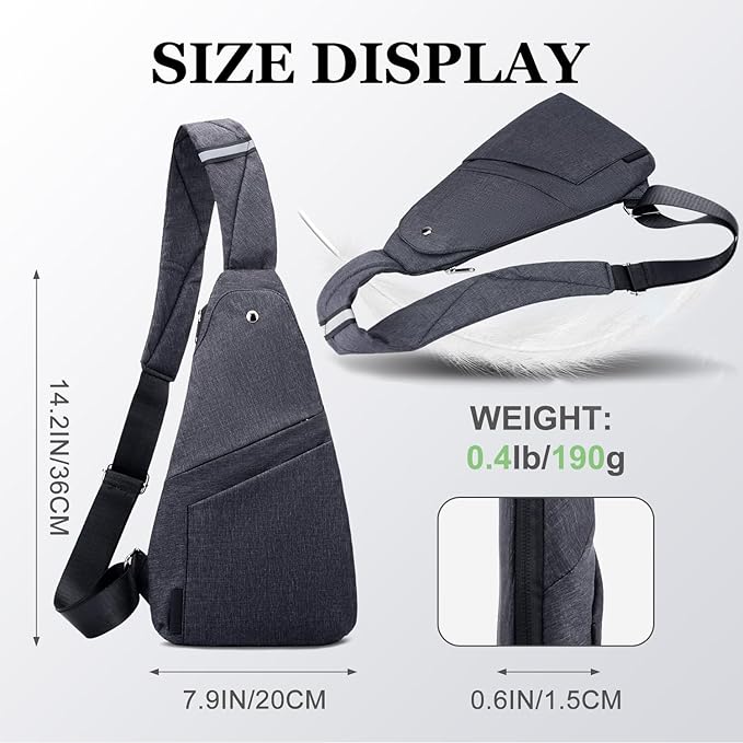 Anti-Theft Sling Bag for Women and Men, Lightweight Crossbody Bag with Hidden Pocket for Travel Hiking Casual Daily