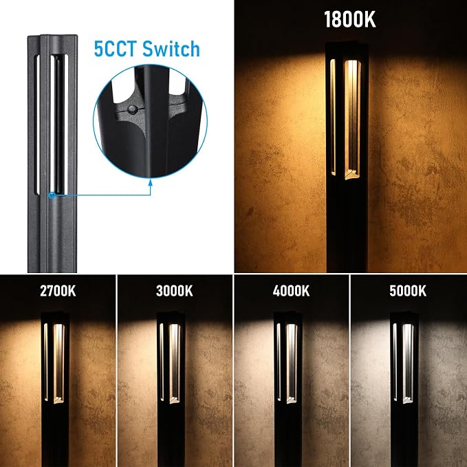 LEONLITE 10-Pack 3W 5CCT LED Low Voltage Path Lights Aluminum Black | LED Landscape Pathway Lights, Outdoor Landscape Lighting, 1800K2700K3000K4000K5000K Selectable, 12-24V, ETL, IP65 Waterproof