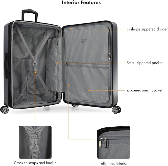 Travel Select Snowcreek Hardside Expandable Spinner Luggage Set w/USB Port, Gray, 3-Piece