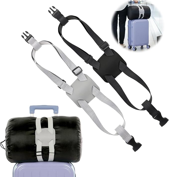 2 Pack Luggage Straps Bag Bungee Luggage Securing Strap Adjustable Buckle Belt for Suitcases Add a Bag Easy to Travel Suitcase Elastic Strap Belt Travel Accessories to Connect Two Suitcases