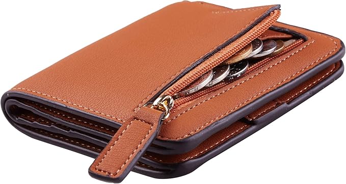 Toughergun Women’s Small Slim Leather Wallet with RFID Protection, Compact Bifold Mini Purse with Clear ID Window