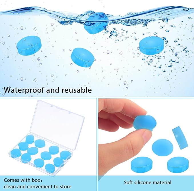 Frienda 36 Pairs Ear Plugs for Sleeping Reusable Moldable Silicone Gel Wax Earplugs Waterproof Earplugs Noise Cancelling Ear Plugs for Adults Swimming Snoring Studying(White, Blue, Green)