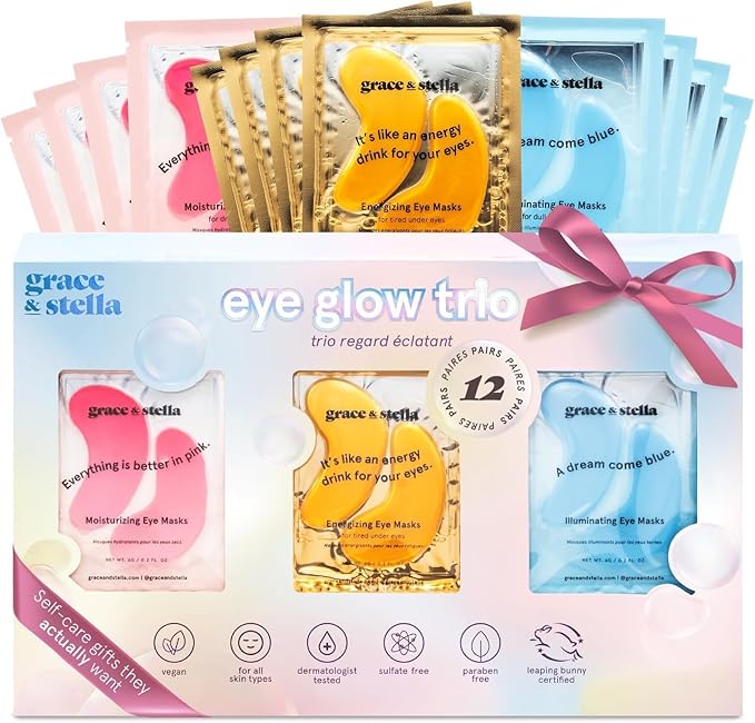 grace & stella Under Eye Patches (12 pairs) Eye Masks for Puffy Eyes and Dark Circles - Gifts for Her, Bridesmaids, Birthdays, Bachelorette Party, Self Care Gifts for Women - Vegan Cruelty-Free