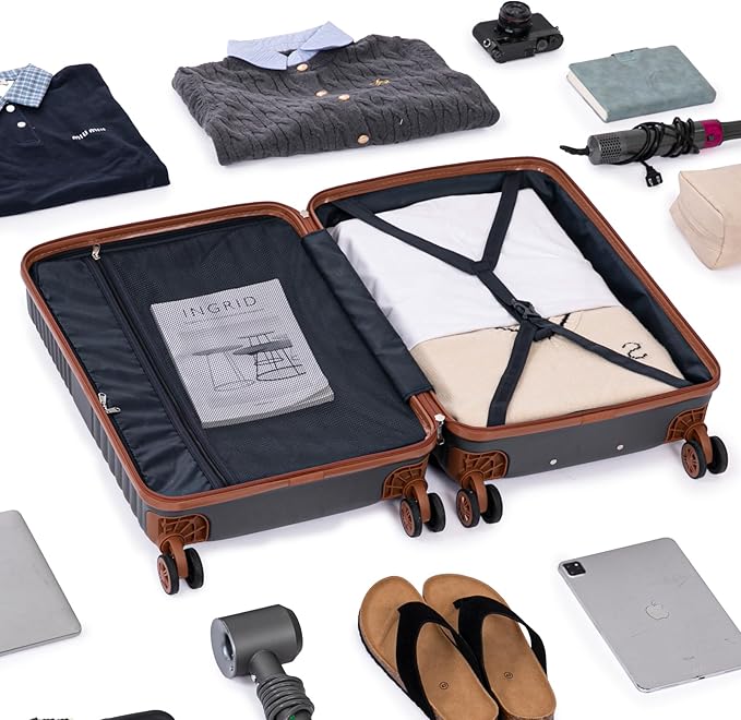 5 Piece Luggage Sets with Spinner Wheels and Tsa Lock, Hardshell ABS Suitcase Set, Lightweight Hardside Waterproof Travel Suitcases for Men Women, 20", 24", 28" Gray