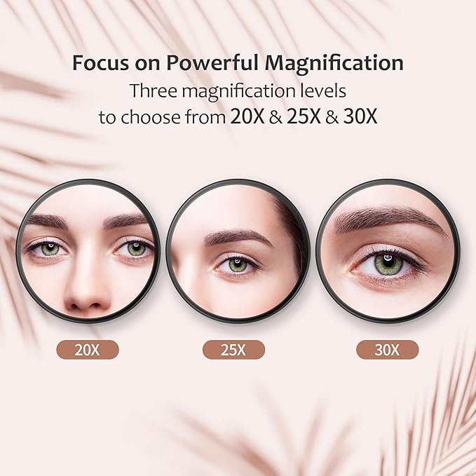 MIYADIVA 20X Magnifying Mirror, Small Travel Mirror with Suction Cup and Tweezers, 3.5 Inches