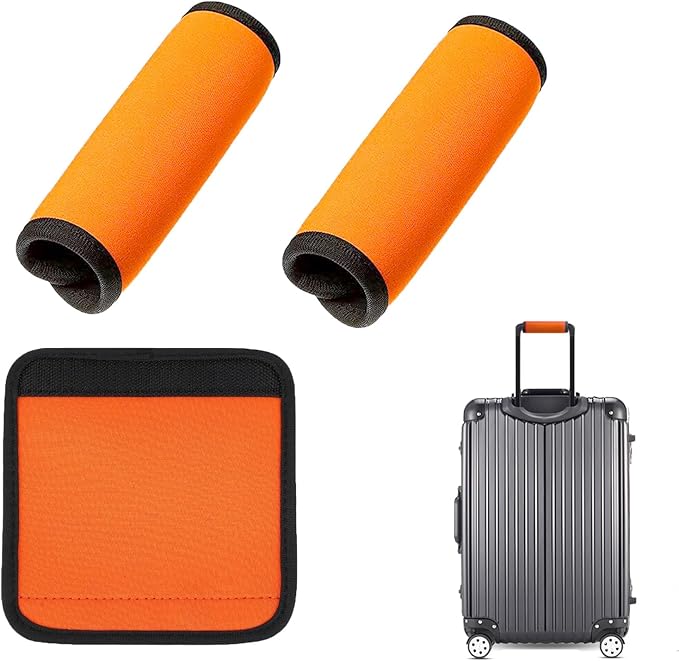 2 Pack Luggage Handle Wraps, Soft Handle Covers for Suitcase, Handle Wrap for Carry On/Bag, Travel Accessories for Luggage (Orange)