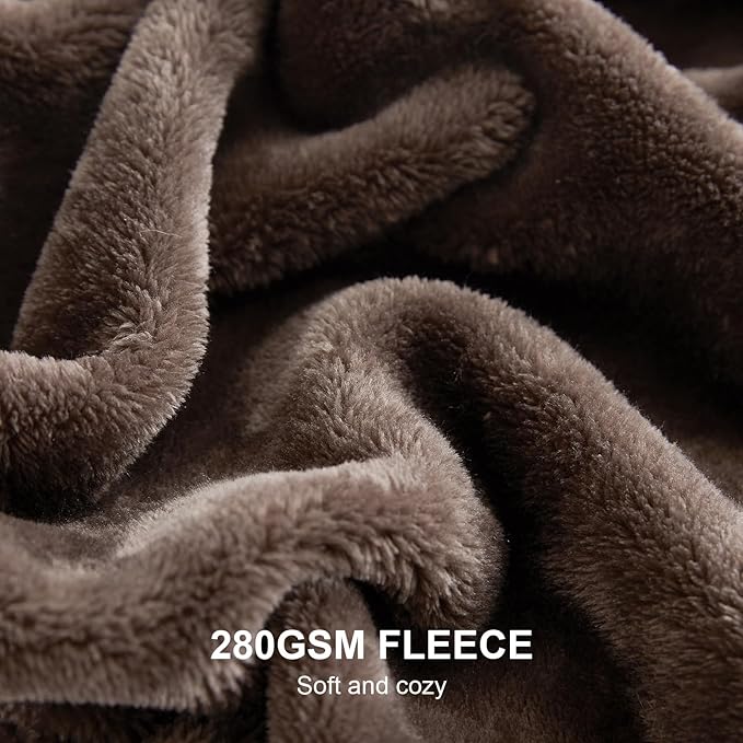 Hansleep Fleece Brown Throw XL Blanket, Super Soft Flannel Fuzzy Plush Cozy Blanket for All Seasons, Brown, Throw XL 50x70 Inches