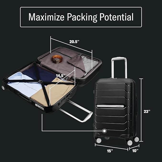 Samsonite Freeform Hardside Carry-On Luggage with Spinner Wheels - Hardshell Suitcase - TSA, Airline-Approved - Expandable Hard Shell, Smooth Rolling Wheels for Lightweight Travel - Merlot