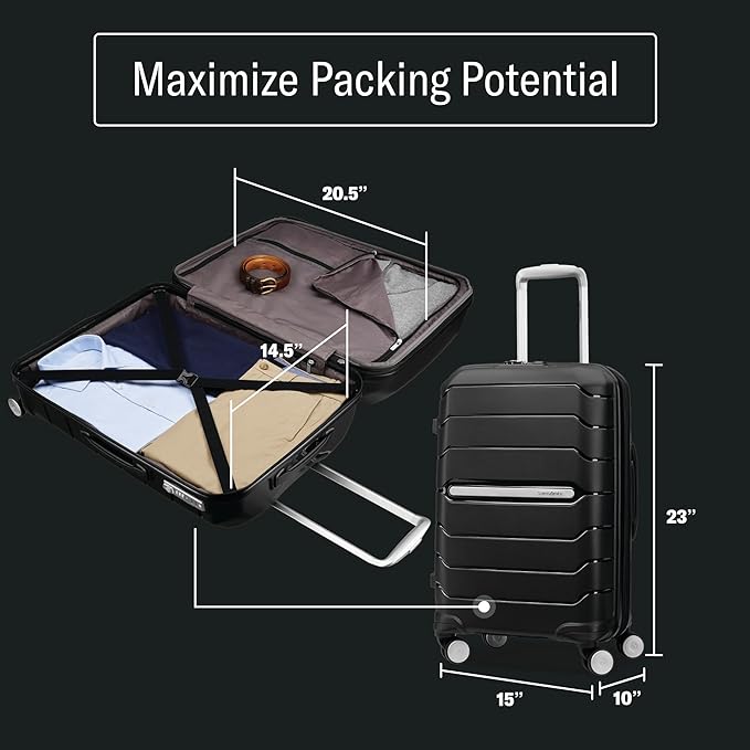 Samsonite Freeform Hardside Carry-On Luggage with Spinner Wheels - Hardshell Suitcase - TSA, Airline-Approved - Expandable Hard Shell, Smooth Rolling Wheels for Lightweight Travel - Lilac