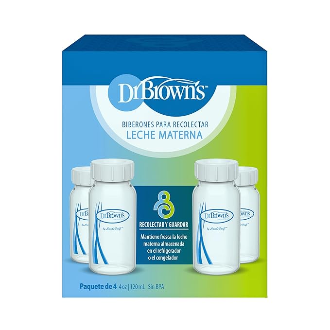 Dr. Brown's Breast Milk Collection Bottles with Storage Caps, Breast Pumps Compatible, Collect, Store, and Keep Milk Fresh, BPA Free – (Pack of 24)