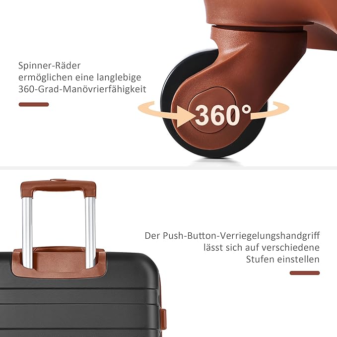 Merax 3 Piece ABS Hardshell Luggage Sets Spinner Wheel Suitcase TSA Lock Suit Case