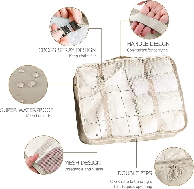 8 Set Packing Cubes for Suitcases Travel Luggage Packing Organizers,Travel Accessories Essentials Luggage Organizer with Shoe/Tioletry/Laundry Bag