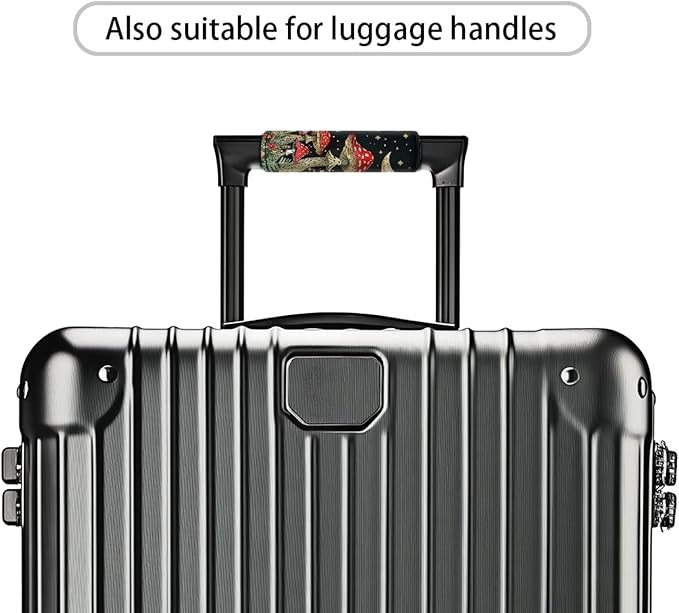 BIGCARJOB Mushroom Luggage Handle Cover Set Moon Star Mushroom Suitcase Handle Cover Trolley Case Grip Personalized Luggage Tags Replacement