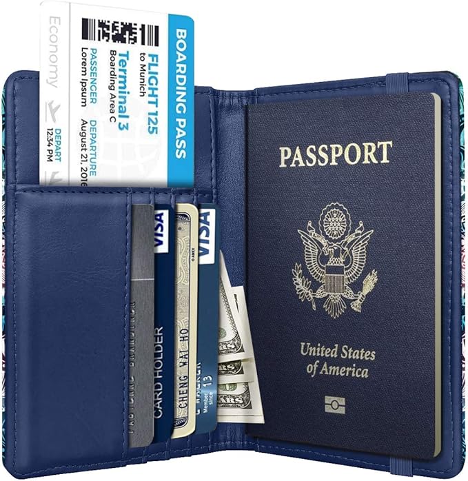 Passport Holder Cover,Traveling Passport Case Cute Navy Blue Passport Wallet for Women,Nebula