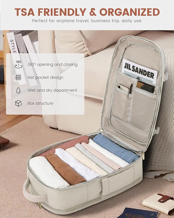 LOVEVOOK 50L Large Travel Backpack for Women Flight Approved, Carry on Backpack for Airplanes, Personal Item Travel Bag, Waterproof 18 Inch Laptop Backpack, Business Weekender Overnight Daypack, 4Pcs
