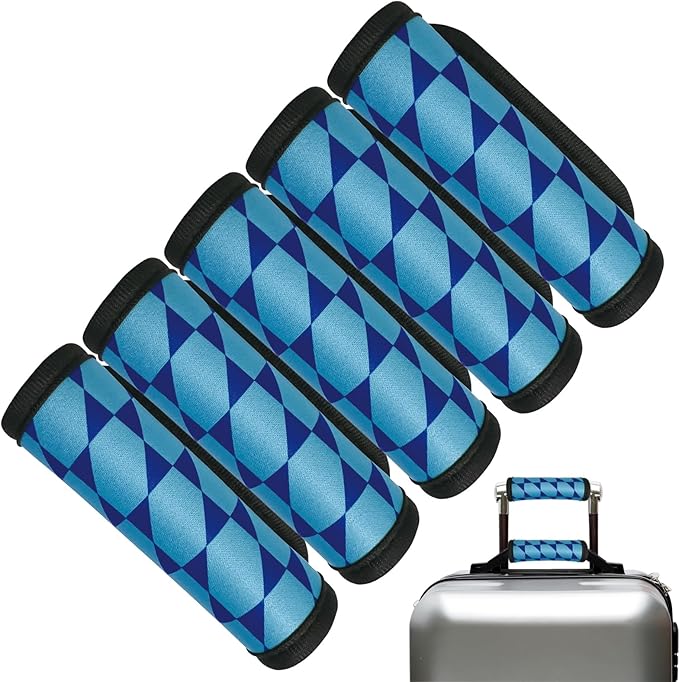 5 Pack Luggage Handle Wrap, Neoprene Suitcase Handle Cover, Bright Color Luggage Identifier for Easy Airport Pickup, Soft Grip Travel Accessories for Cruise Airplane, Blue