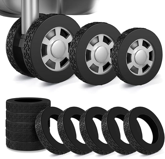 10 Pack Luggage Wheel Covers, 3 Size Protector Cover for 2.36-2.56" Suitcase Spinner Wheels, Upqraded Wear-Resistant, Silent, Shock Absorption Luggage Accessories for Carry-On Travel (Black, L)