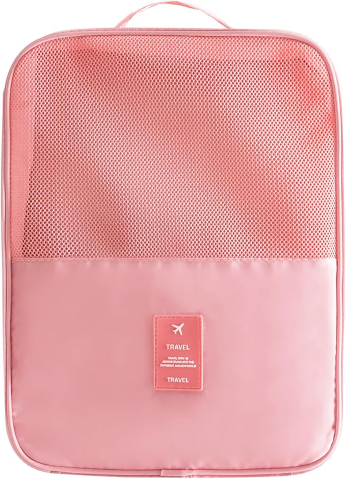 Shoe Bag for Travel, Travel Shoe Bag for Packing, Hold 3 Pairs of Shoes, Travel Essentials for Flying Shoe Organizer Shoe Storage Bag for Travel Pink