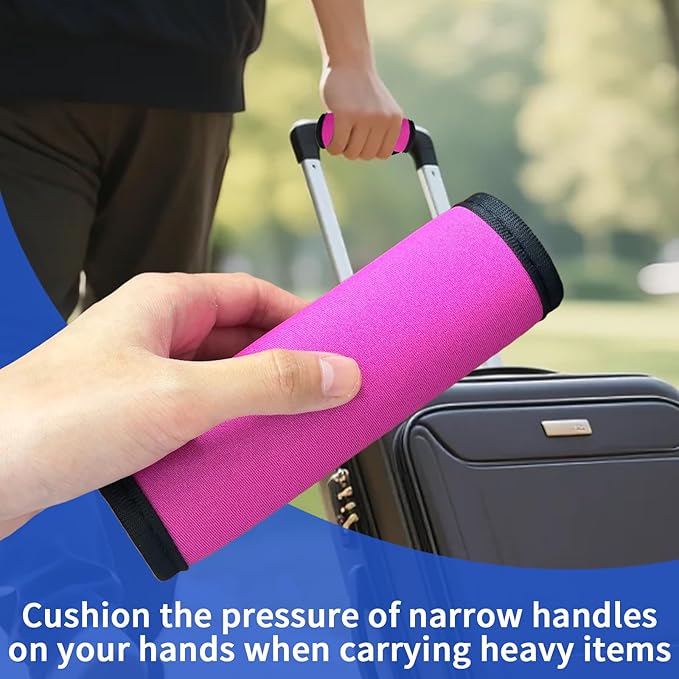 6 Pack Luggage Handle Wrap for Suitcase Luggage Tags Bright Soft Suitcase Identifiers Luggage Handle Covers Travel Accessories, Pink