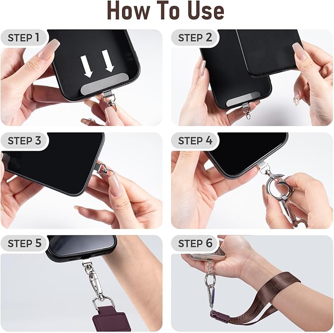 Tiostep Clip and Go Strap for Phone with Wallet Crossbody Phone Lanyard and Detachable Checkered Bag with ID Window and RFID Pouch for Daily Travel.