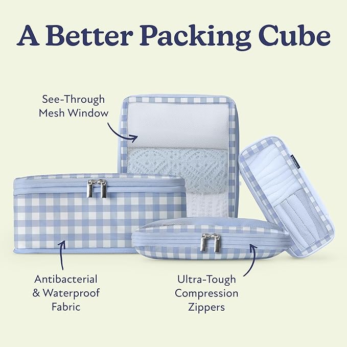 Vandel Space-Saving Compression Packing Cubes for Women, Men, 6-Pack Compressible Carry On Suit Case Organizer Luggage Packing Cubes for Travel Compression Organizer Bags for Luggage, Suitcase Cube
