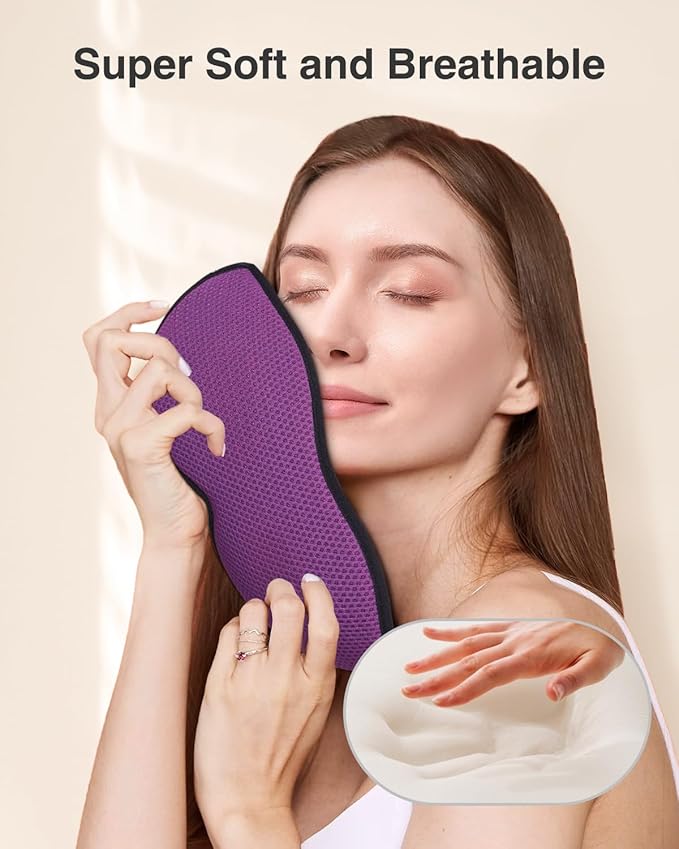MABAO Sleep Mask for Side Sleeper, Eye Mask for Sleeping Women Men, 3D Contoured Cup No Eye Pressure 100% Light Blocking Sleeping Mask with Adjustable Strap Night Blindfold Flight, Travel, Nap, Purple