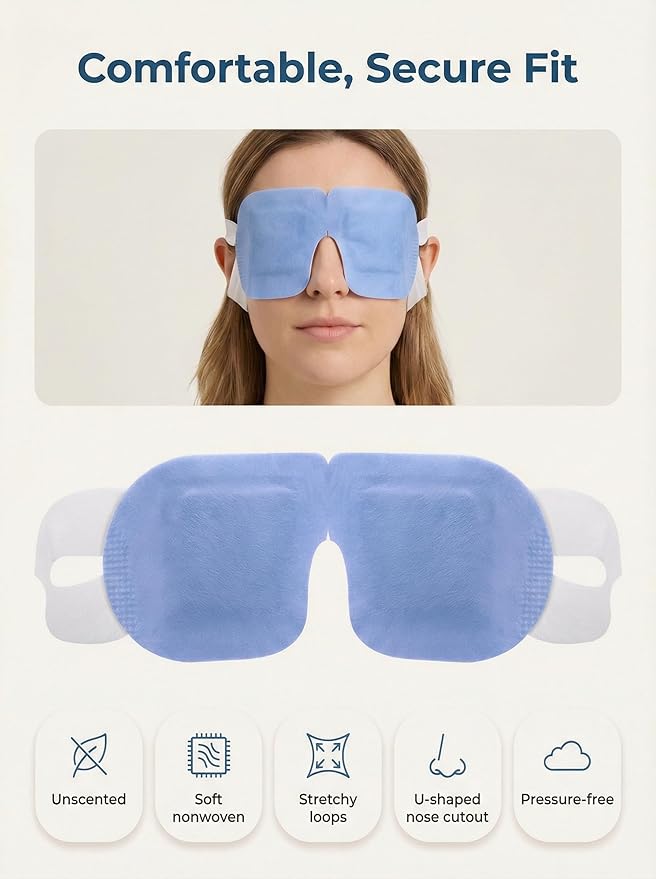 10 Packs Self Heating Steam Eye Mask: Warm Eye Compress for Dry Eyes, Stye Eye Treatment - Disposable Moist Heated Sleep Mask for Tired Eyes & Headache Relief - Ideal for Travel & Spa Gift(Unscented)