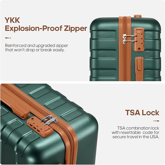 Luggage Sets 3 Piece, 20 Inch Hardshell Carry On Luggage 22x14x9 Airline Approved, Suitcase with TSA Locks & YKK Zippers, Carry On Suitcase with Wheels for Men & Women Travel