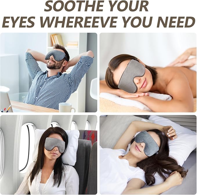 Lavender Heat Eye Mask, Microwavable Moist Heating Pad for Dry Eyes, Blepharitis & Stye, Blue, Soft & Durable, Adjustable Strap